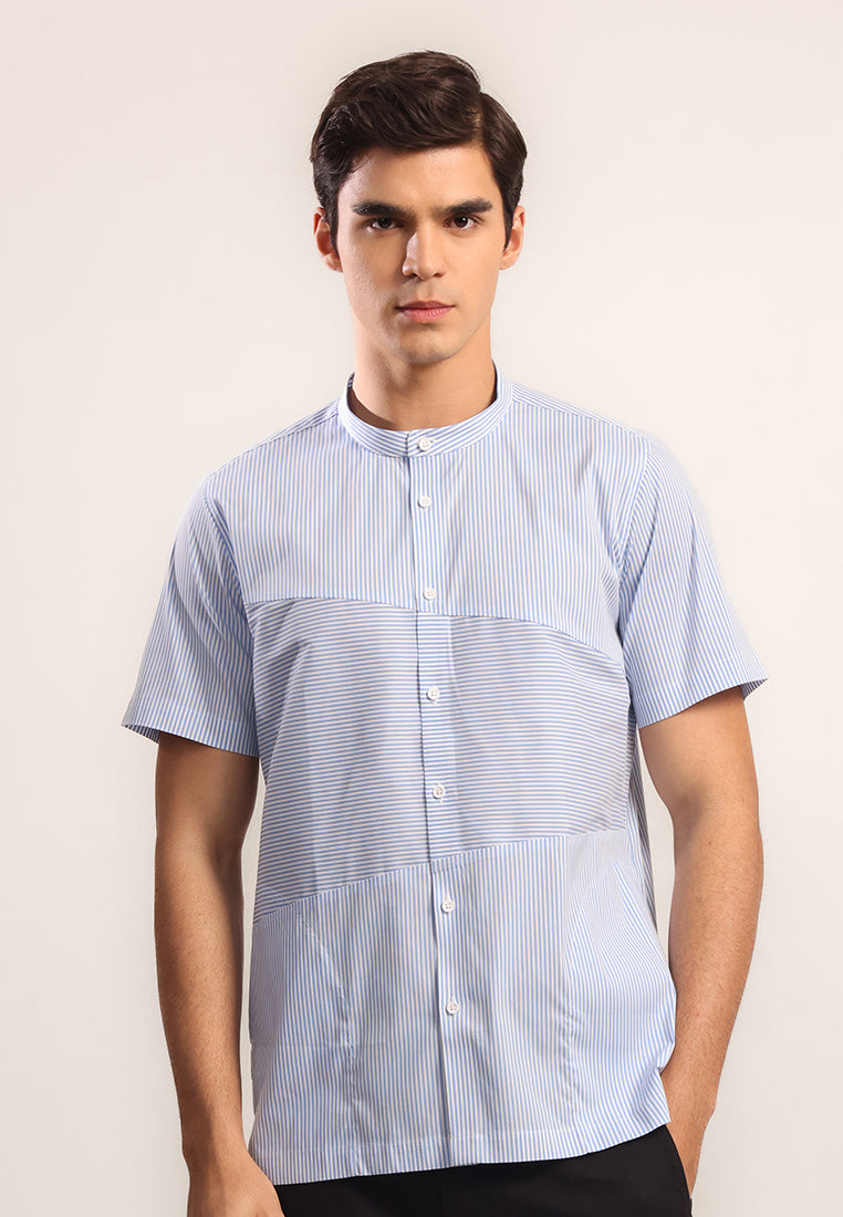 MOC - Kemeja Shanghai Lengan Pendek Pria Malik - Light Blue