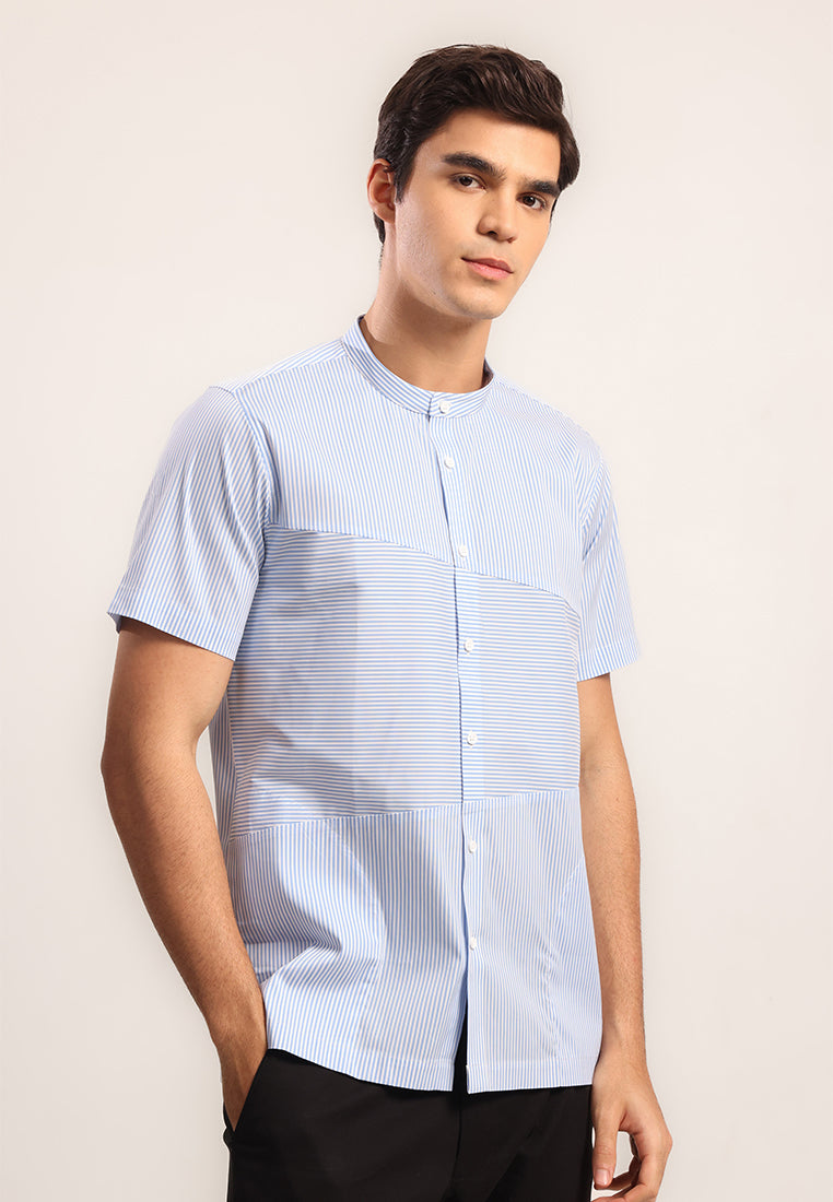 MOC - Kemeja Shanghai Lengan Pendek Pria Malik - Light Blue