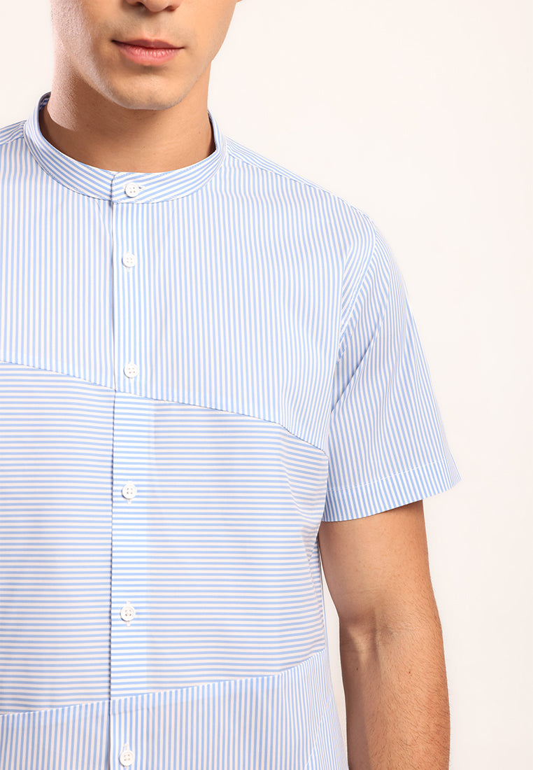 MOC - Kemeja Shanghai Lengan Pendek Pria Malik - Light Blue