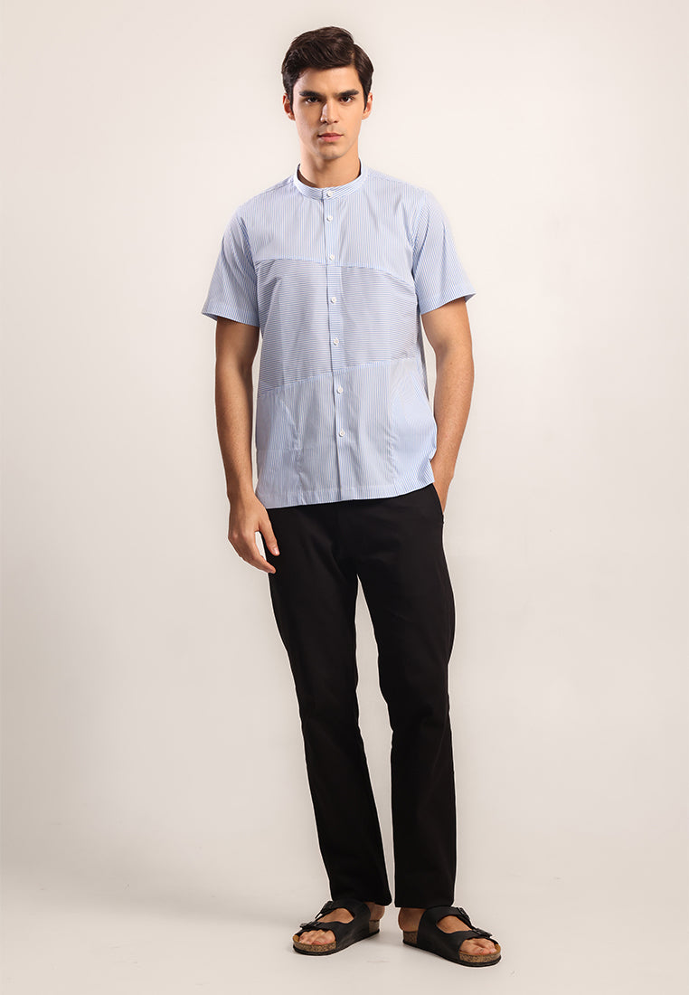 MOC - Kemeja Shanghai Lengan Pendek Pria Malik - Light Blue