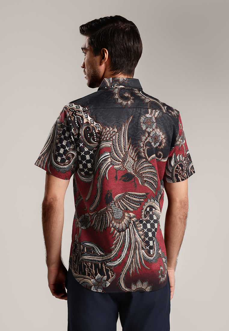 MOC Kemeja Batik Lengan Pendek Pria HARA-MAROON