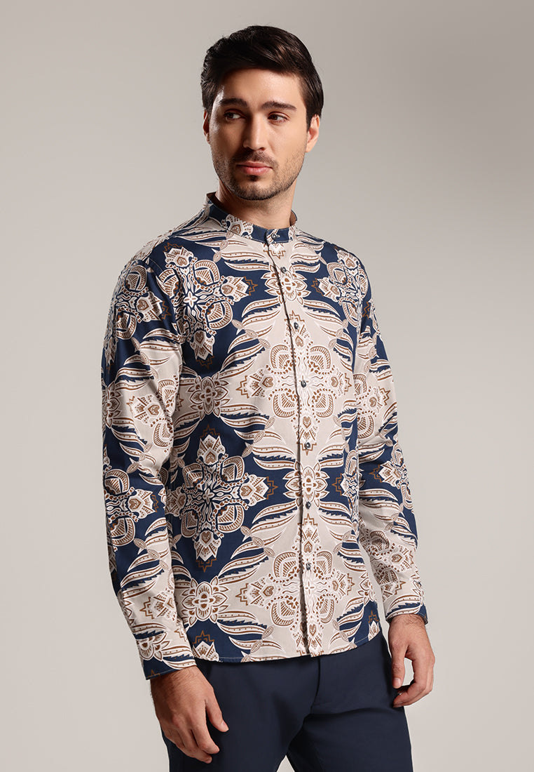 MOC Kemeja Koko Lengan Panjang Pria Modern Fit PRABARA - BEIGE