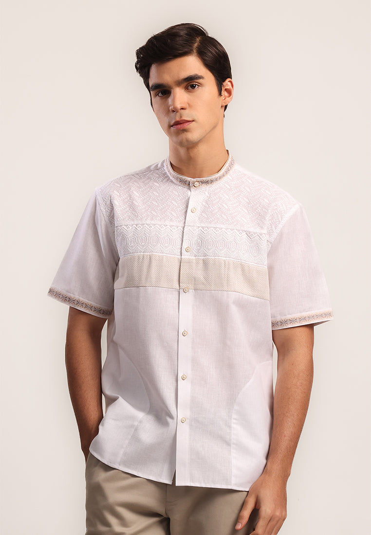 MOC Kemeja Koko Lengan Pendek Pria Ubay - White