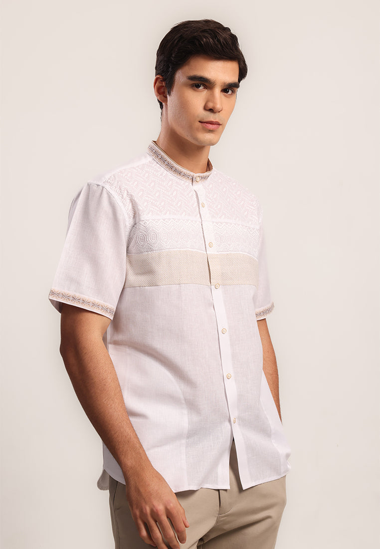 MOC Kemeja Koko Lengan Pendek Pria Ubay - White