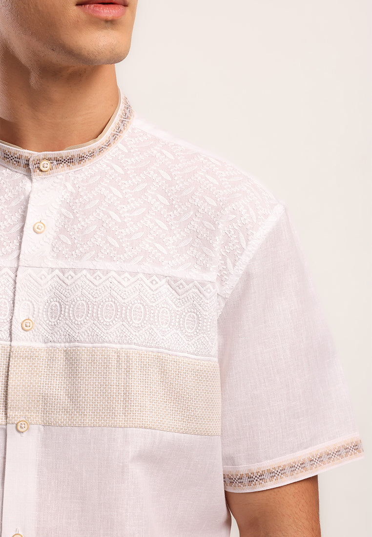 MOC Kemeja Koko Lengan Pendek Pria Ubay - White