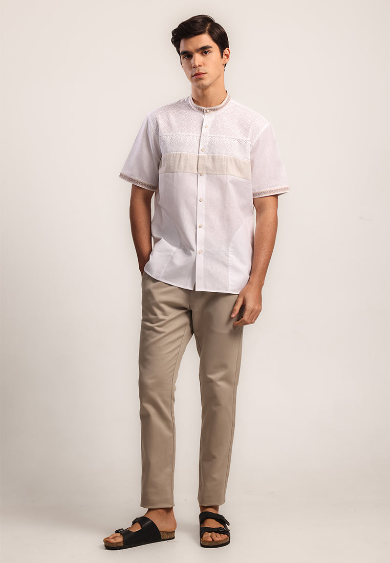 MOC Kemeja Koko Lengan Pendek Pria Ubay - White