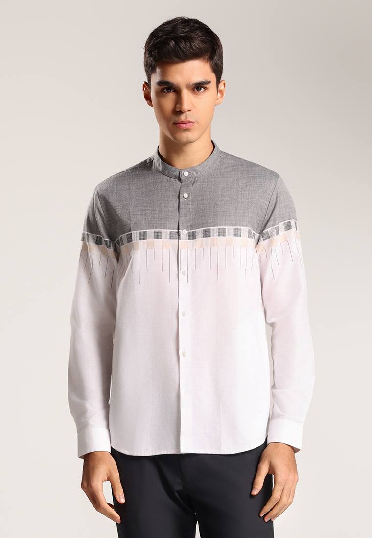 Men's Top by MOC Kemeja Koko Lengan Panjang Pria Doshta - White