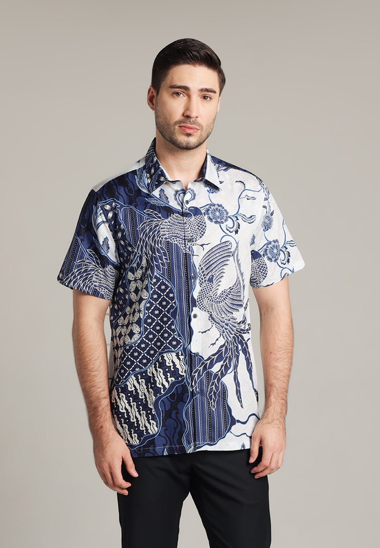 MOC - Kemeja Batik Pria Lengan Pendek Brawijaya - Blue