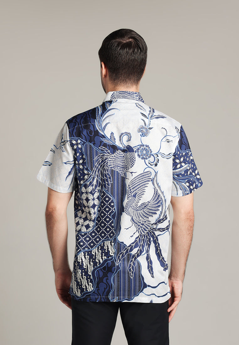 MOC - Kemeja Batik Pria Lengan Pendek Brawijaya - Blue