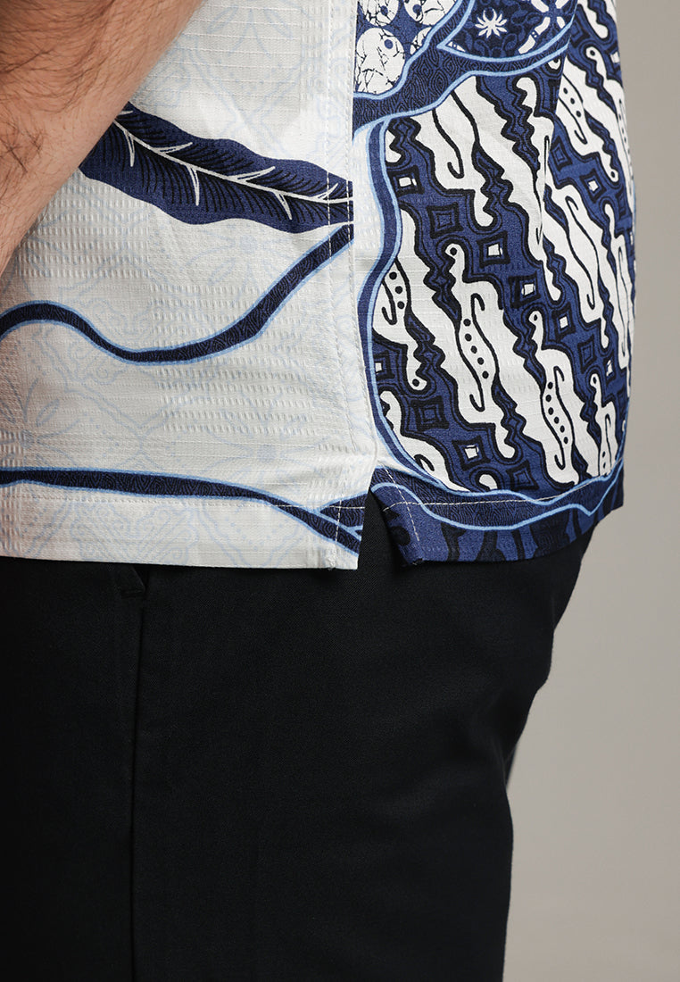 MOC - Kemeja Batik Pria Lengan Pendek Brawijaya - Blue