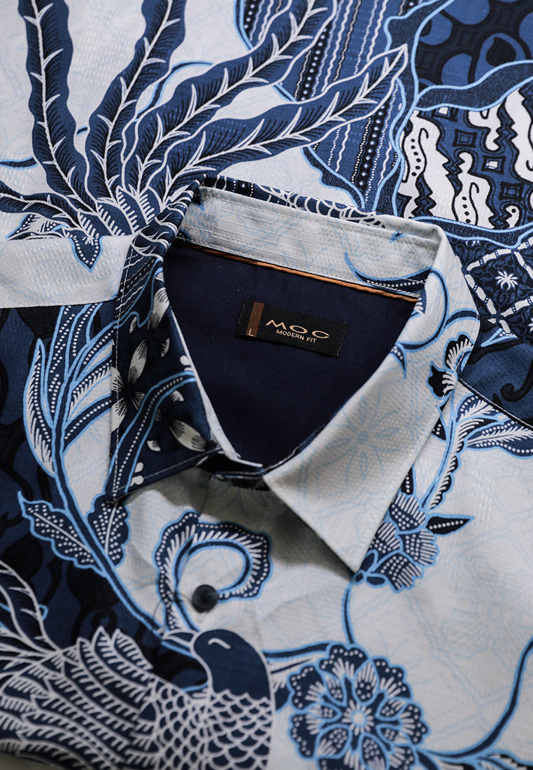 MOC - Kemeja Batik Pria Lengan Pendek Brawijaya - Blue