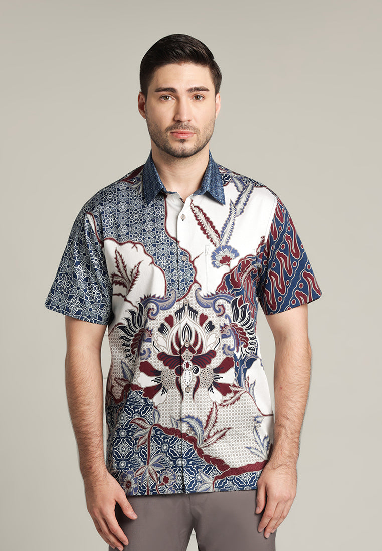 MOC - Kemeja Batik Pria Lengan Pendek Dharmawangsa - Beige