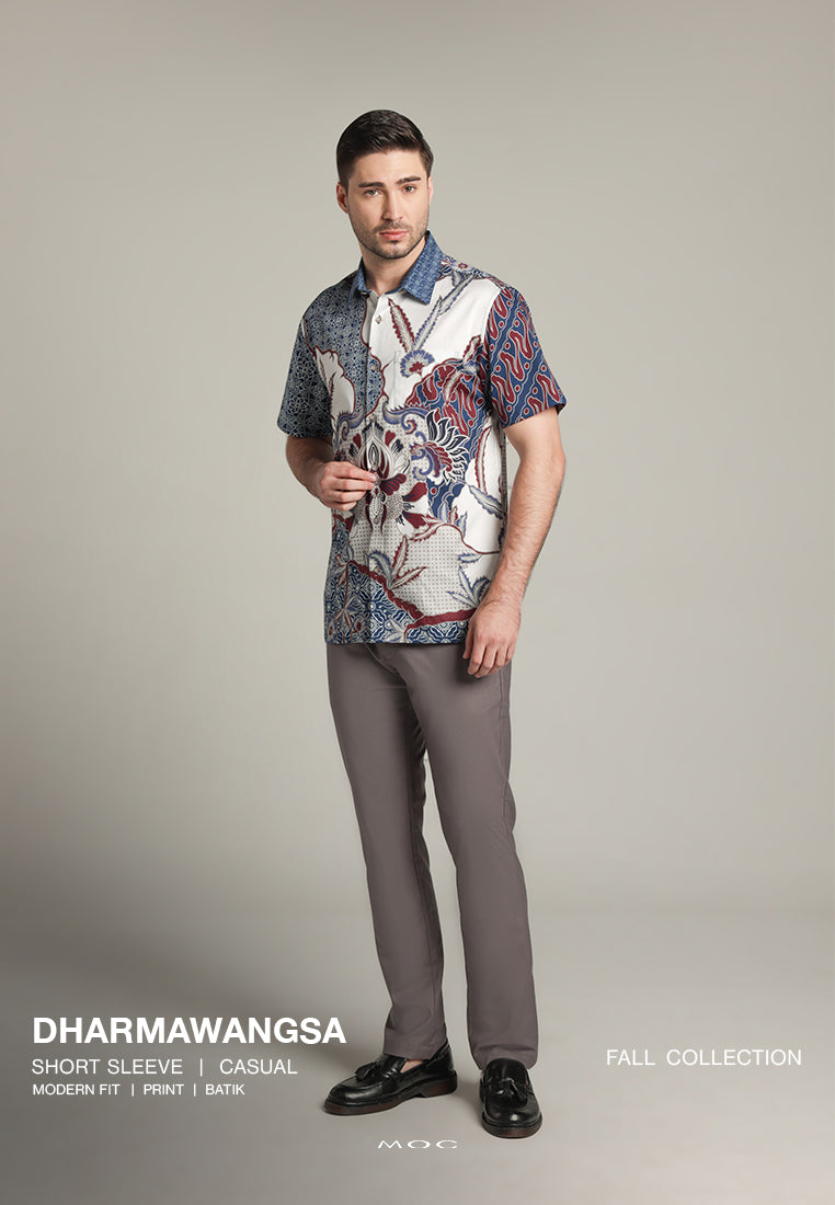 MOC - Kemeja Batik Pria Lengan Pendek Dharmawangsa - Beige