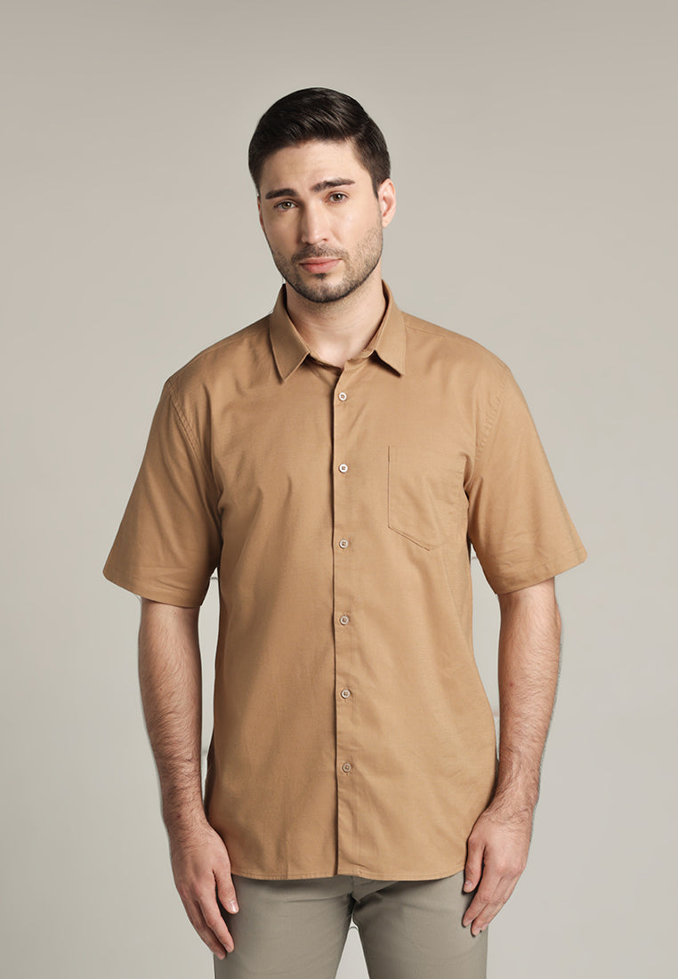 MOC Kemeja Lengan Pendek Pria Ehno - Light Brown