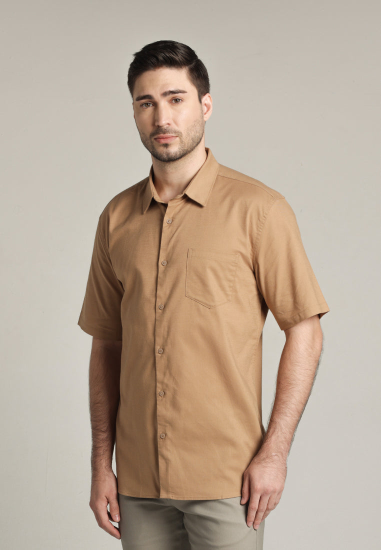 MOC Kemeja Lengan Pendek Pria Ehno - Light Brown