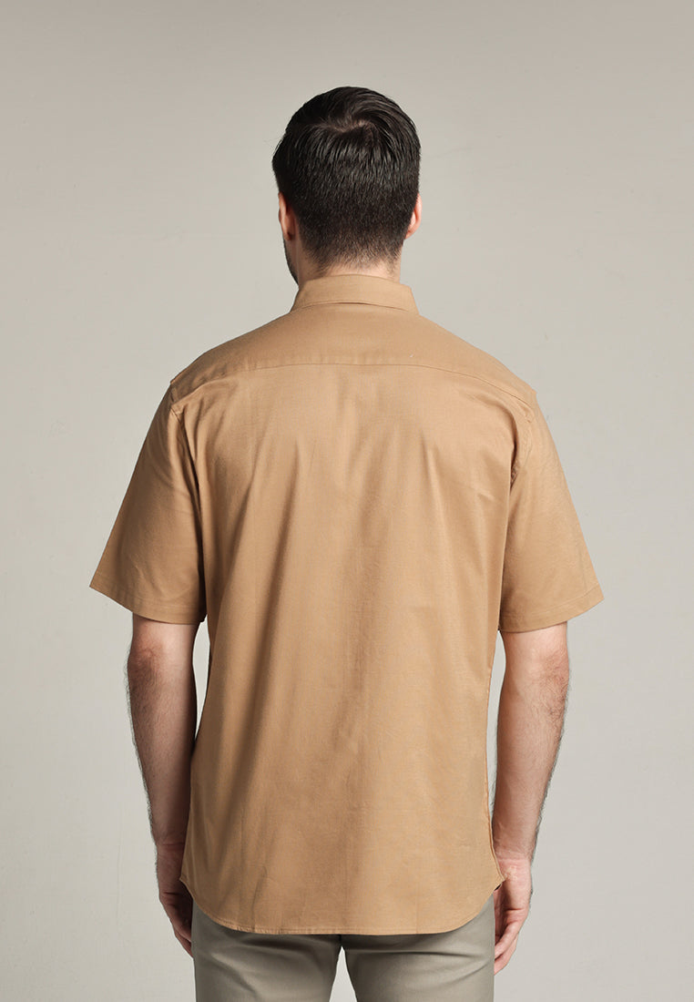MOC Kemeja Lengan Pendek Pria Ehno - Light Brown
