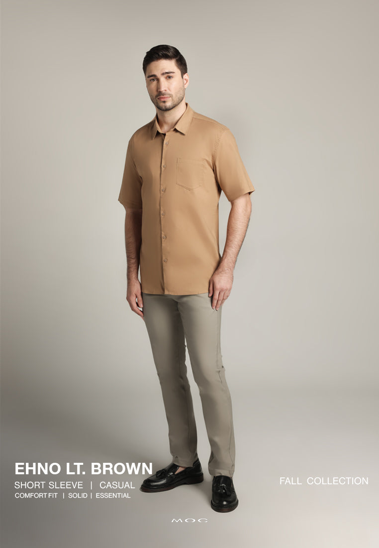 MOC Kemeja Lengan Pendek Pria Ehno - Light Brown