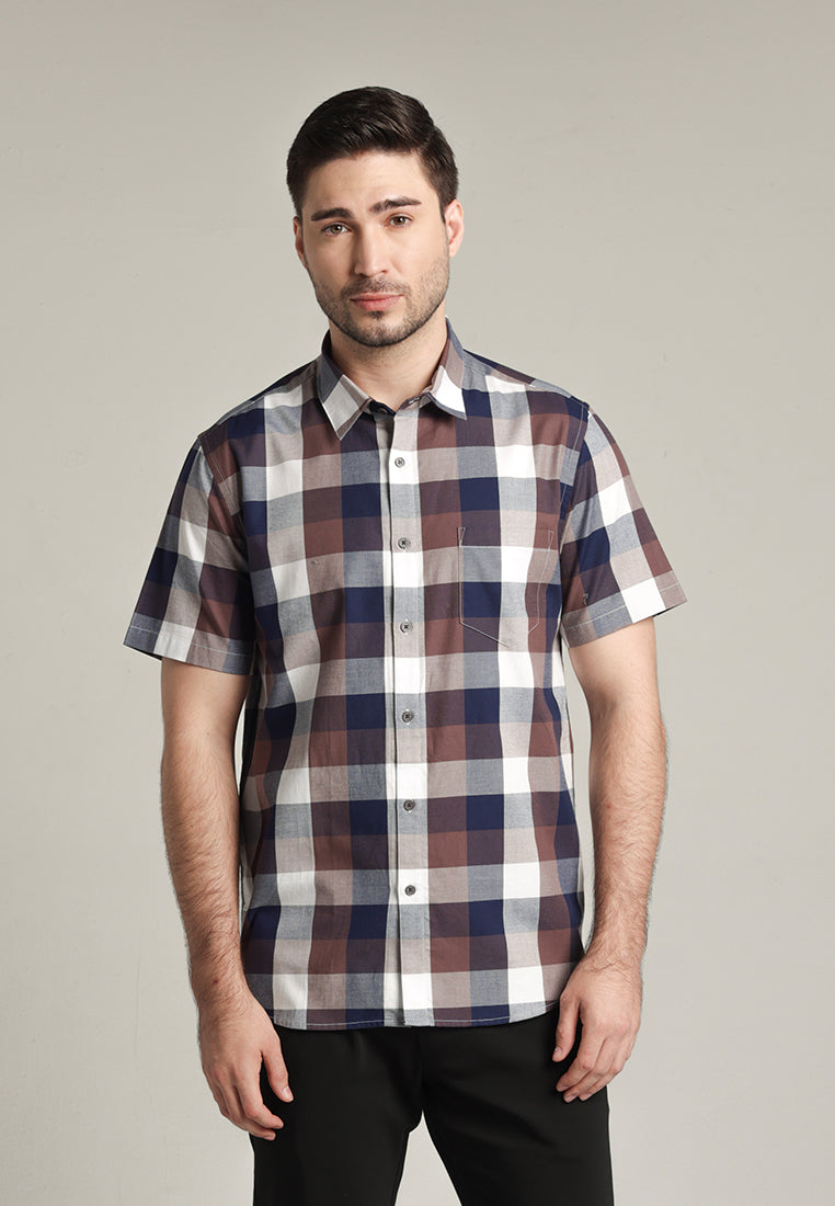 MOC Kemeja Lengan Pendek Pria Fonzo - Dark Brown