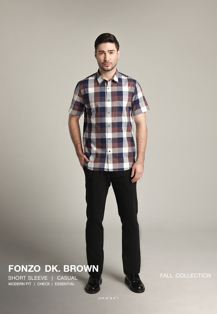 MOC Kemeja Lengan Pendek Pria Fonzo - Dark Brown