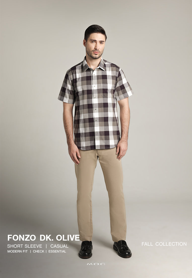 MOC Kemeja Lengan Pendek Pria Fonzo - Dark Olive