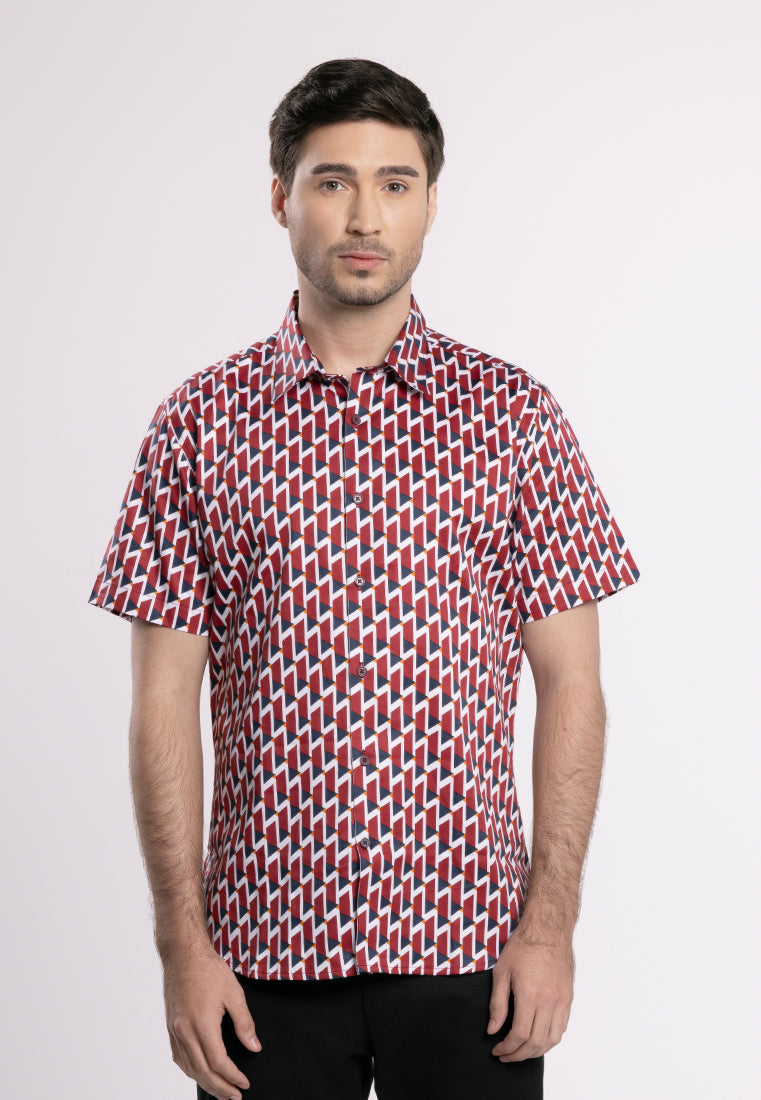 MOC - Kemeja Motif Lengan Pendek Pria Marvel - Red