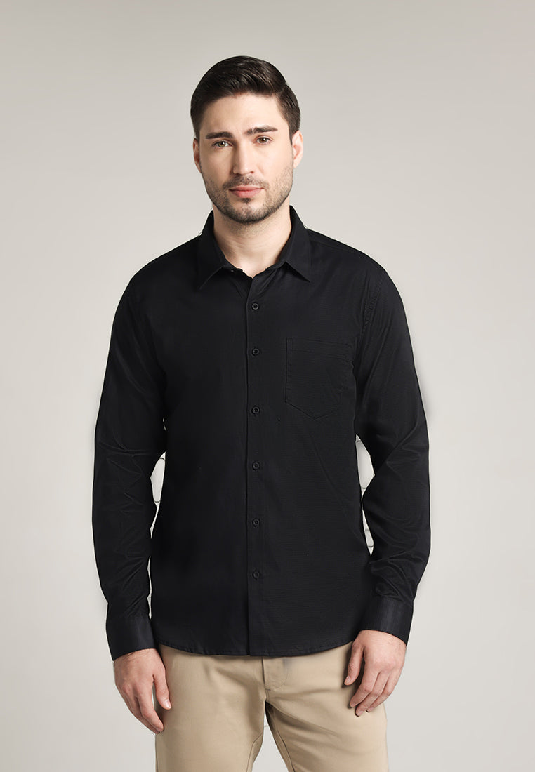 MOC - Kemeja Polos Pria Lengan Panjang Nicola - Black