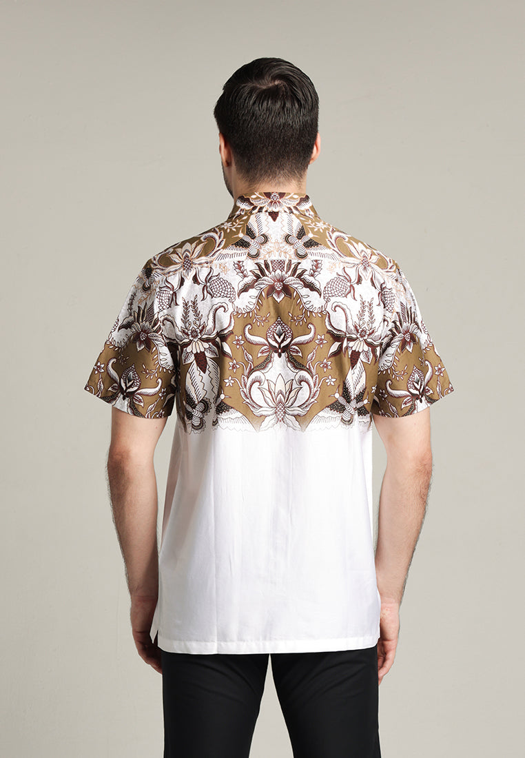 MOC - Kemeja Batik Pria Lengan Pendek Prahardian - White