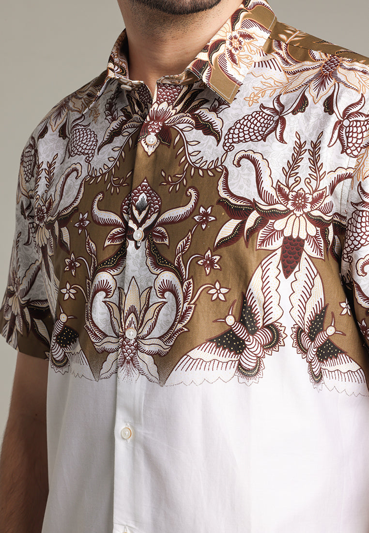 MOC - Kemeja Batik Pria Lengan Pendek Prahardian - White