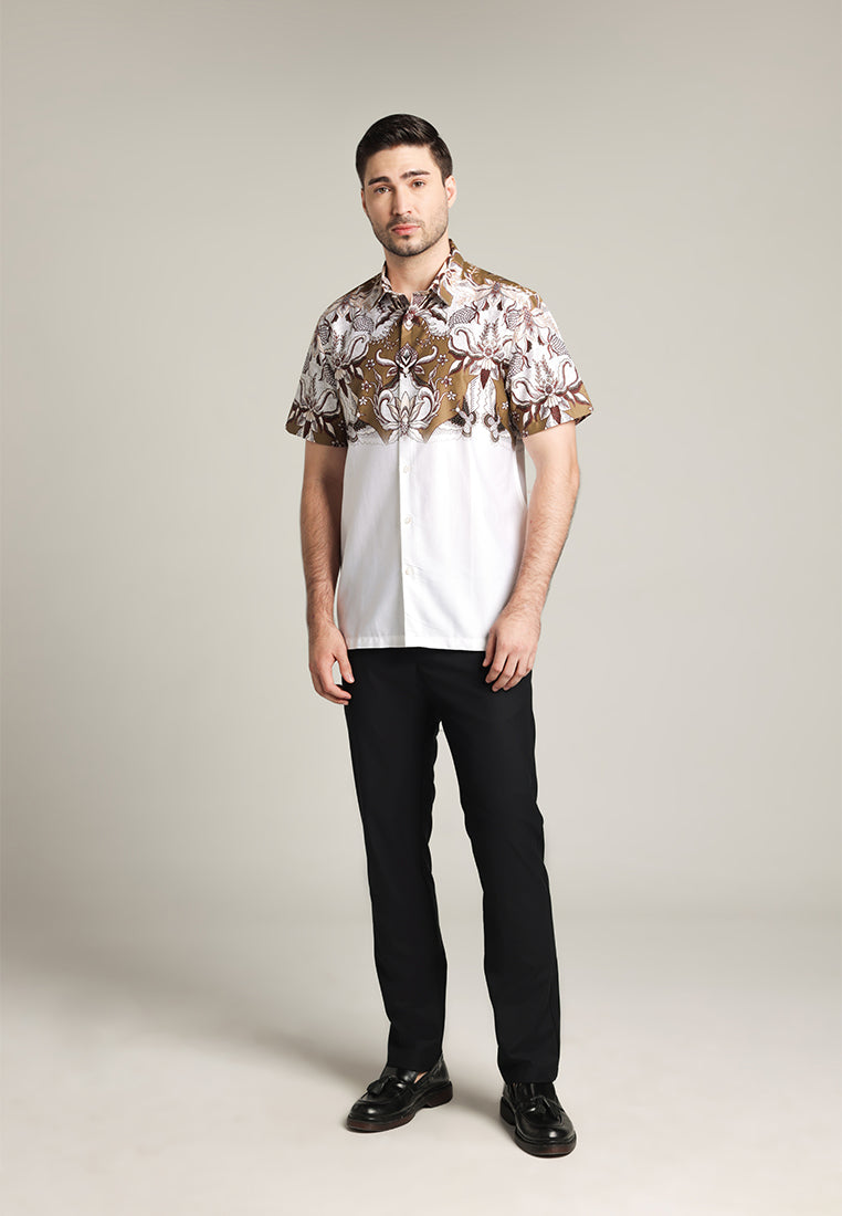 MOC - Kemeja Batik Pria Lengan Pendek Prahardian - White