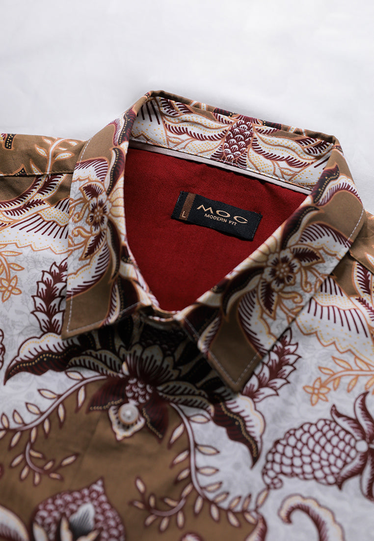 MOC - Kemeja Batik Pria Lengan Pendek Prahardian - White
