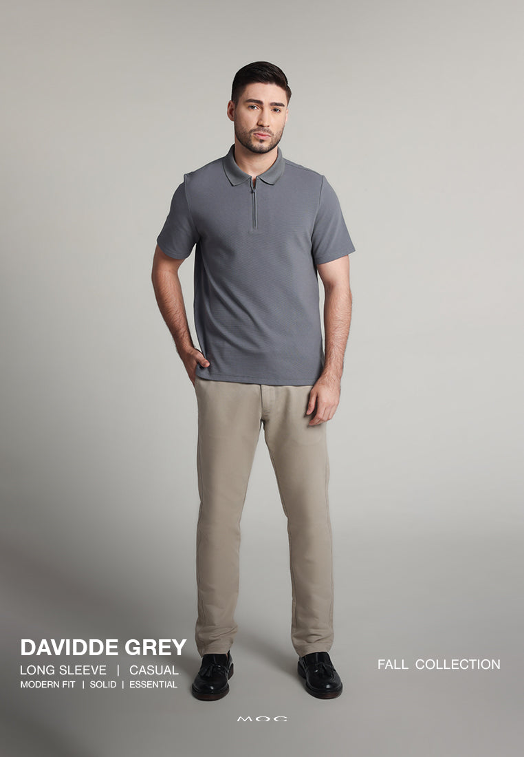 MOC - Kaos Polo Pria Lengan Pendek Davidde - Grey