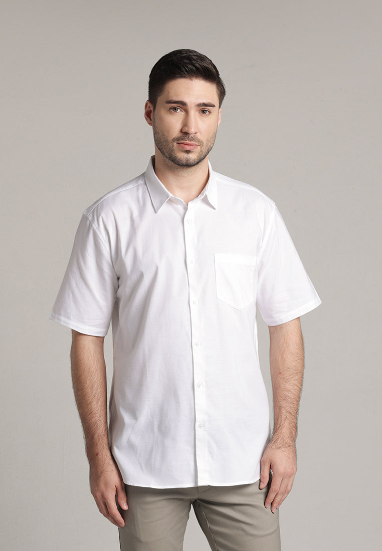 MOC Kemeja Lengan Pendek Pria Ehno - White