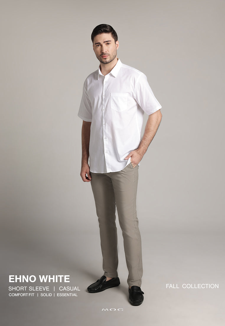 MOC Kemeja Lengan Pendek Pria Ehno - White