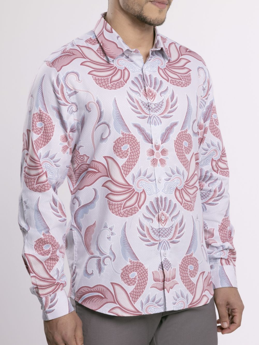 MOC - Kemeja Batik Pria Lengan Panjang Harjuna - Beige