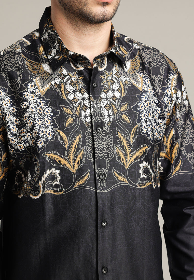 MOC - Kemeja Batik Pria Lengan Panjang Narendra - Black