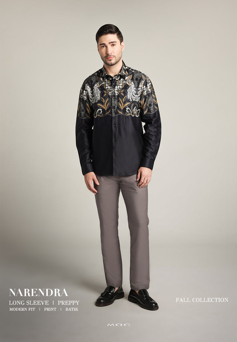 MOC - Kemeja Batik Pria Lengan Panjang Narendra - Black