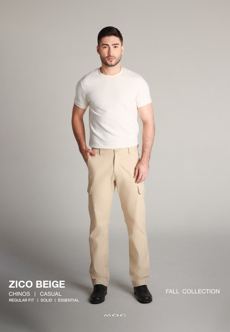 MOC - Celana Panjang Cargo Polos Pria Zico - Beige