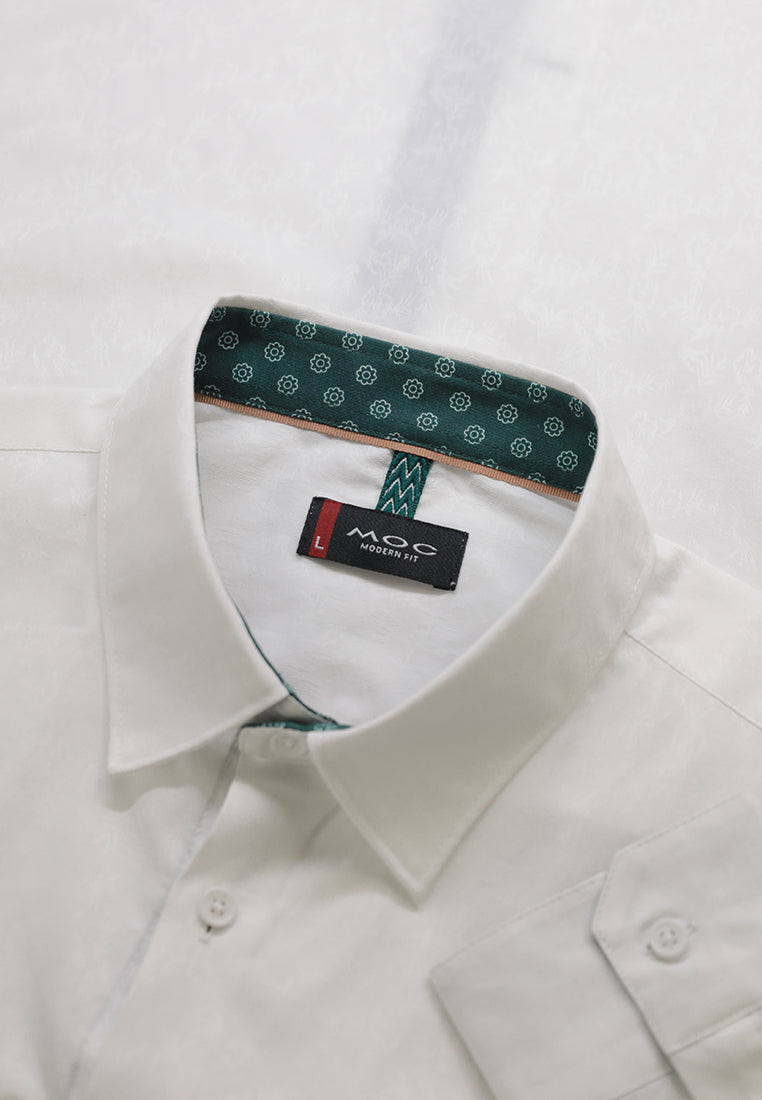 MOC - Kemeja Polos Pria Lengan Panjang Brandon - White