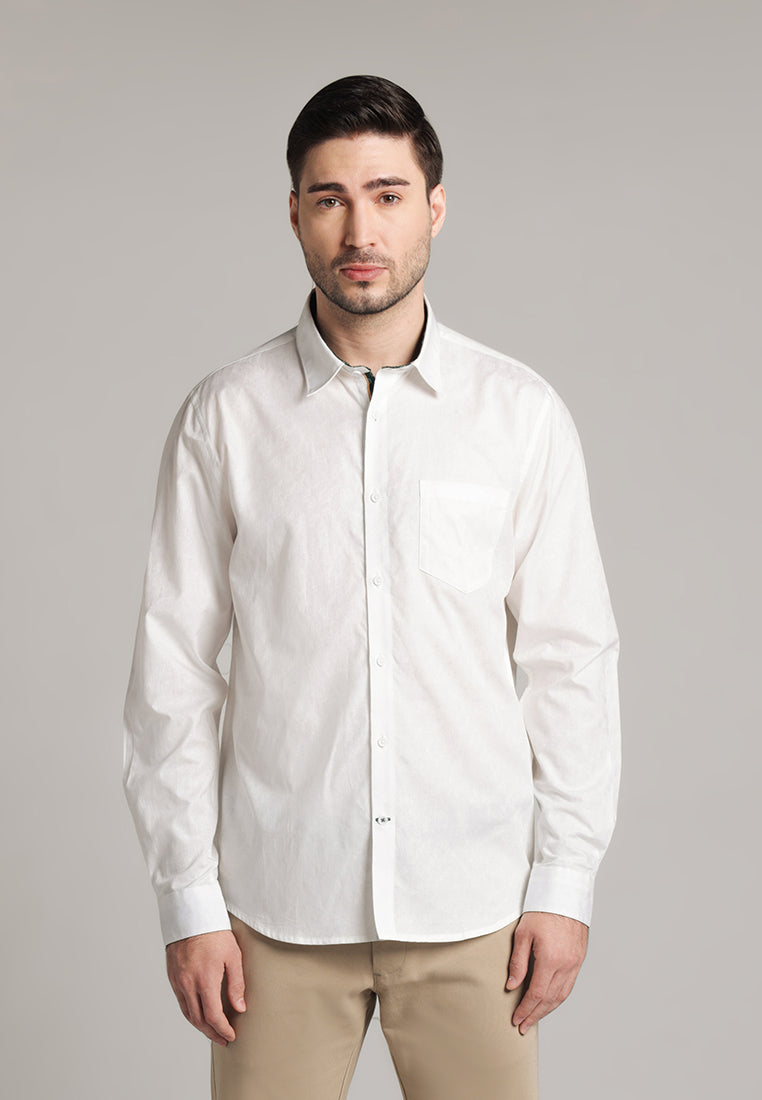MOC - Kemeja Polos Pria Lengan Panjang Brandon - White