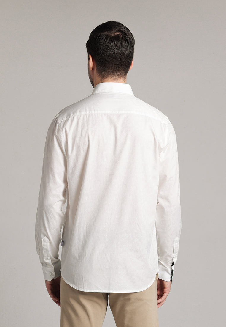 MOC - Kemeja Polos Pria Lengan Panjang Brandon - White