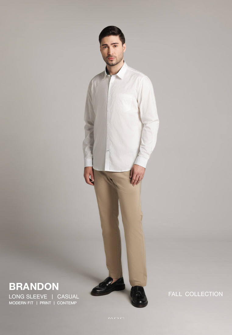 MOC - Kemeja Polos Pria Lengan Panjang Brandon - White