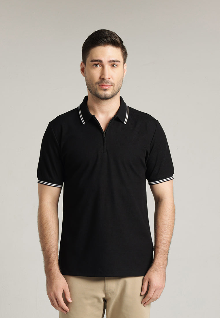 MOC - Kaos Polo Pria Lengan Pendek Derby - Black