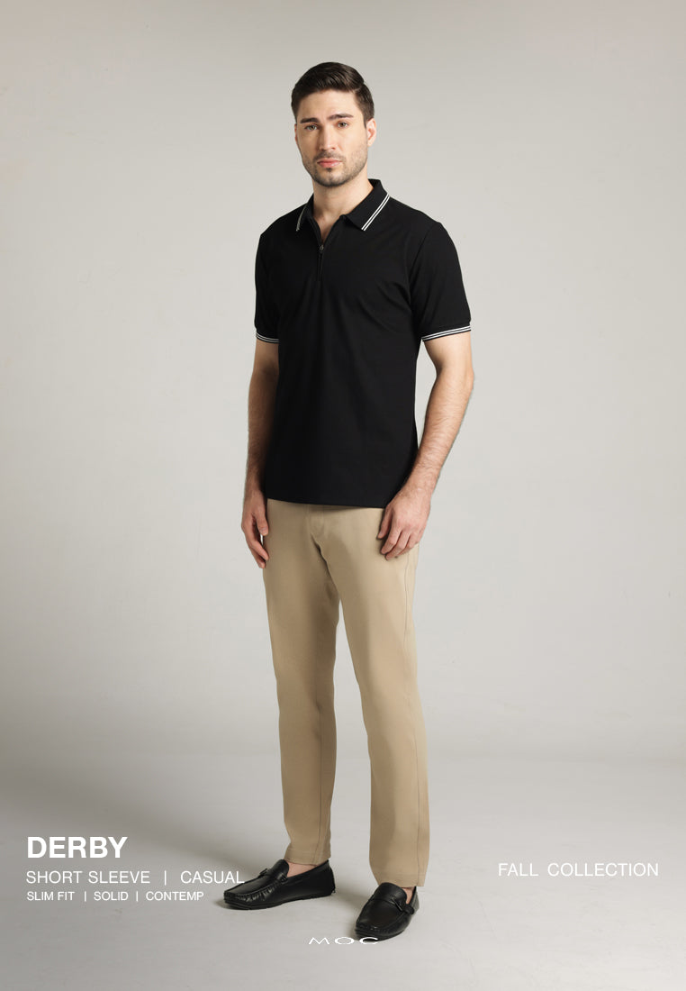 MOC - Kaos Polo Pria Lengan Pendek Derby - Black