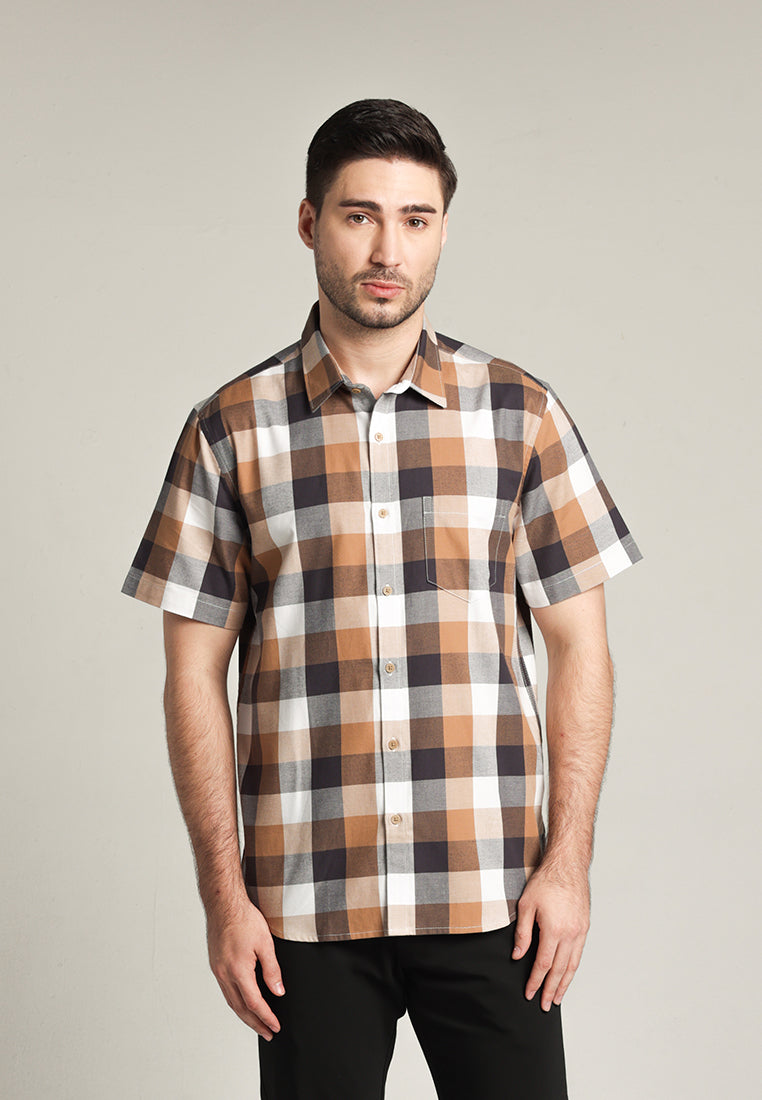 MOC Kemeja Lengan Pendek Pria Fonzo - Light Brown