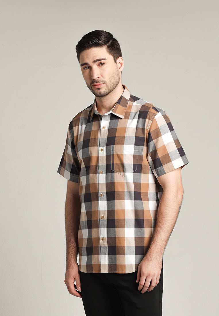 MOC Kemeja Lengan Pendek Pria Fonzo - Light Brown