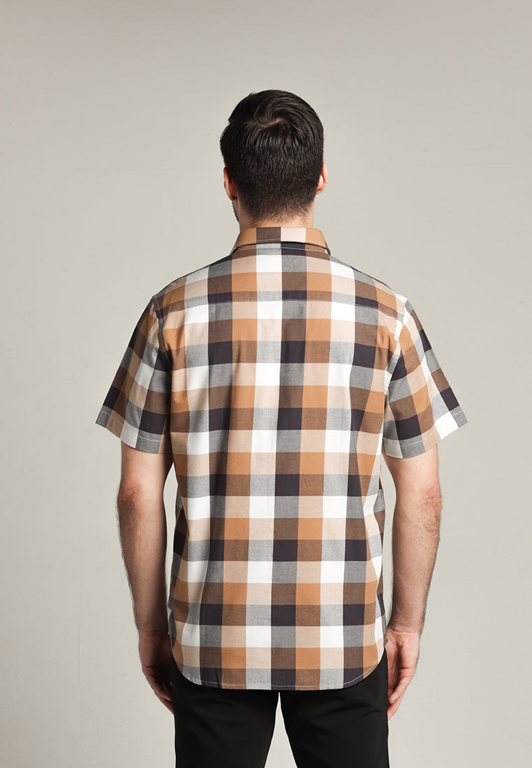 MOC Kemeja Lengan Pendek Pria Fonzo - Light Brown