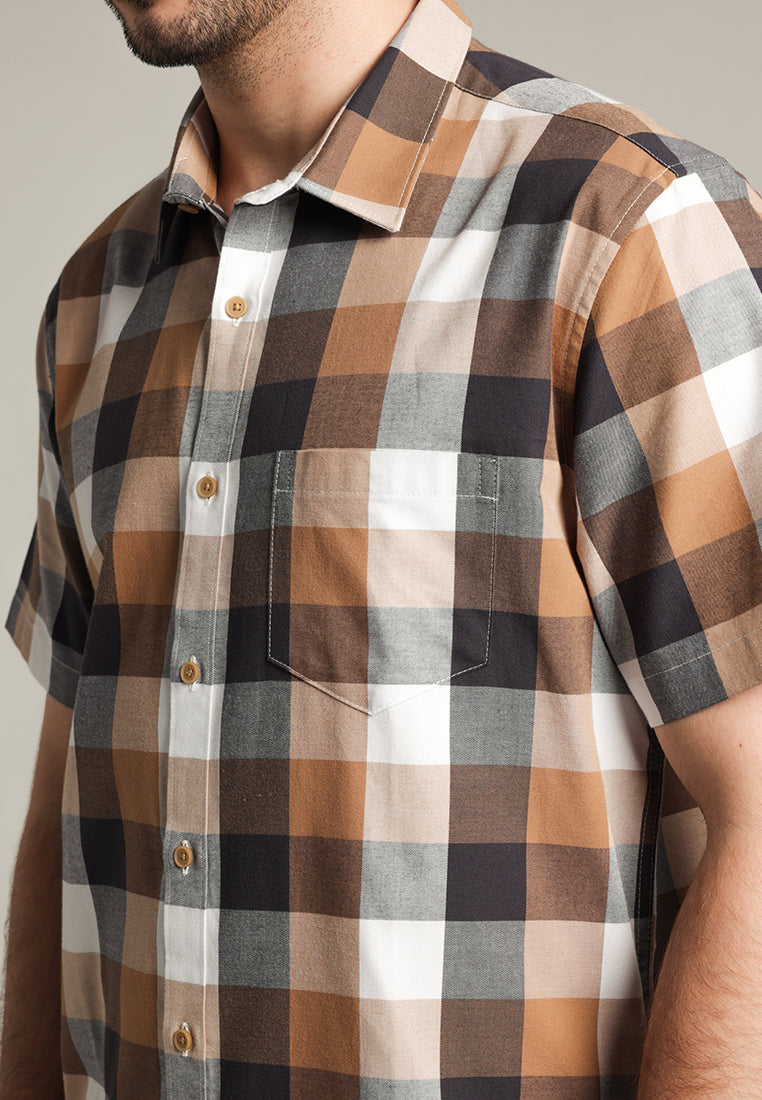 MOC Kemeja Lengan Pendek Pria Fonzo - Light Brown