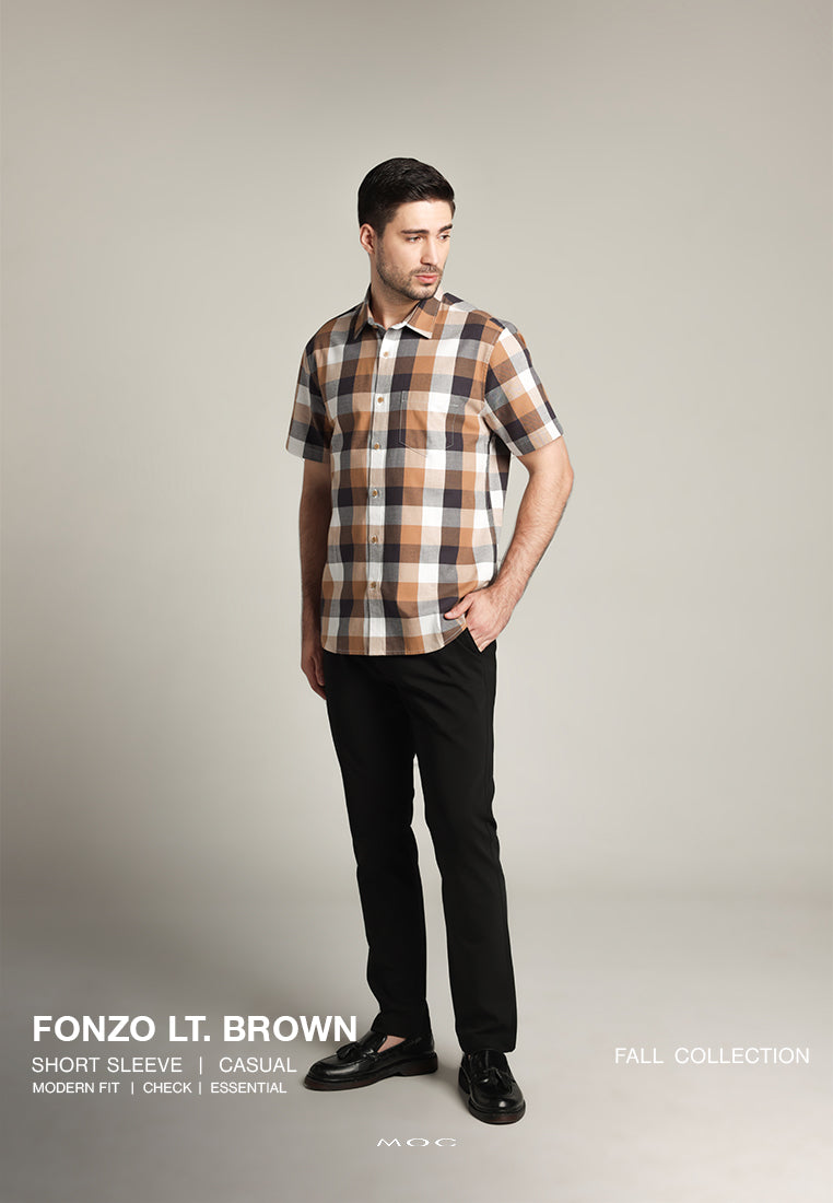 MOC Kemeja Lengan Pendek Pria Fonzo - Light Brown