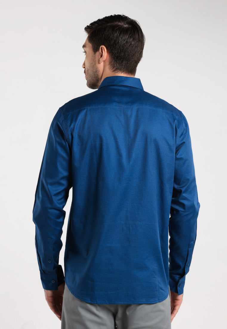 MOC - Kemeja Polos Pria Lengan Panjang Nicola - Blue
