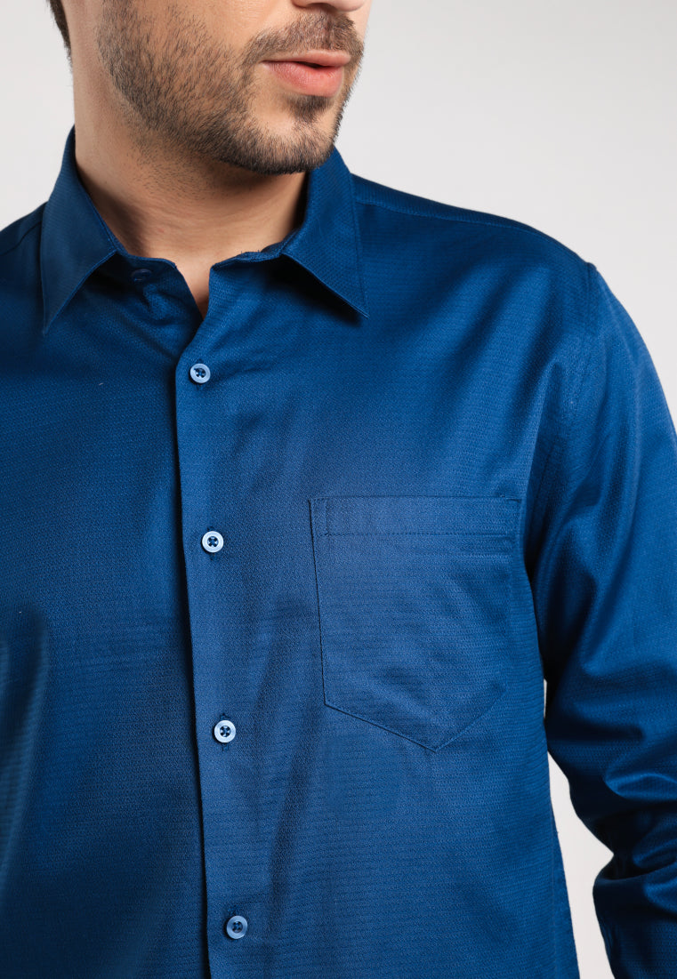 MOC - Kemeja Polos Pria Lengan Panjang Nicola - Blue